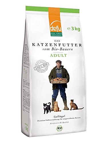defu Katzenfutter 3 x 3 kg Adult Bio Geflügel Trockenfutter Premium Bio Alleinfuttermittel für Katzen