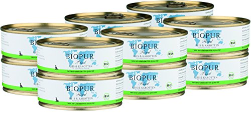 BIOPUR Bio Hundefutter Rind Reis Karotten für Hunde 12x200g