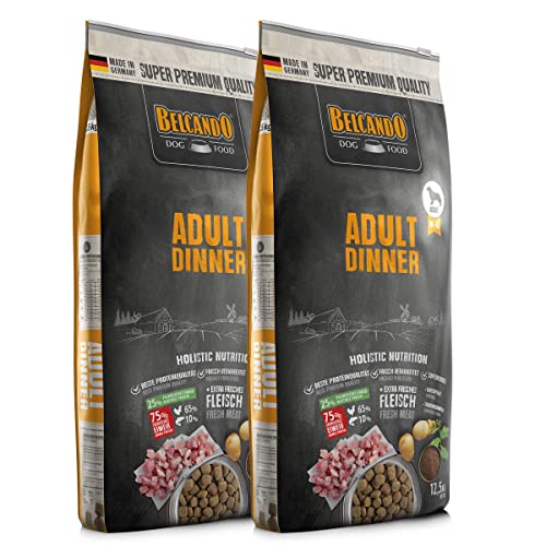 Belcando 2 x 12 5 kg Adult Dinner - Sparpaket Trockenfutter für Hunde Alleinfuttermittel für ausgewachsene Hunde Aller Rassen ab 1 Jahr