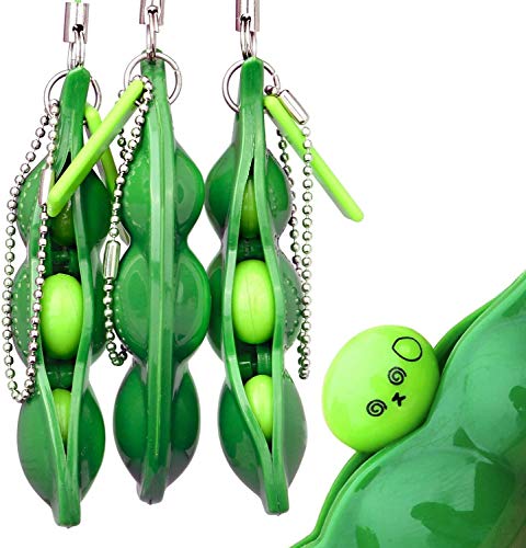 3 Stück Quetschbohnen Schlüsselanhänger Squishy Erbsenkapsel Squishy Sojabohnen Anhänger bringen Spaß Schlüsselanhänger Handykette Tasche Anhänger für reduziert