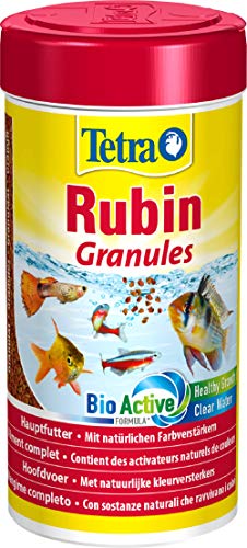 Tetra Rubin Granules - Fischfutter in Granulatform mit natürlichen Farbverstärkern ideal für alle Fische in der mittleren Wasserschicht des Aquariums 250 ml Dose