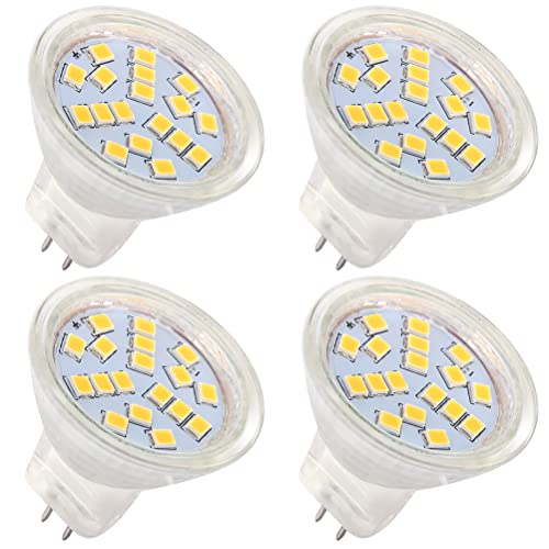 HRYSPN MR11 GU4 LED 12V 24V 4W warmweiß 3000K ersetzt 35W Halogenlampen geeignet für Zuhause Landschaft eingebettet Schienenbeleuchtung 4 Stück