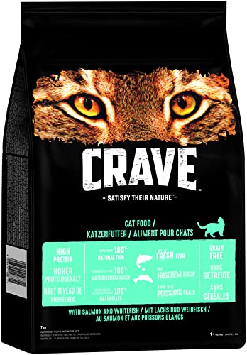 Crave Premium Trockenfutter Lachs Weißfisch Getreidefreies Adult hohem Proteingehalt 7 kg