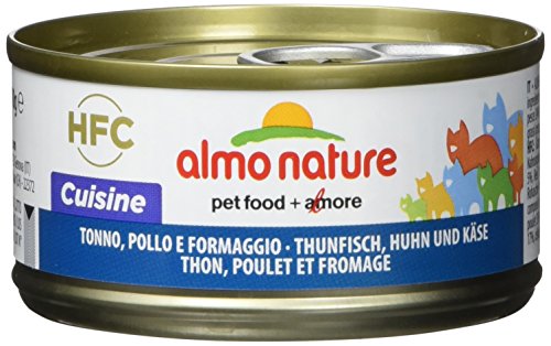 Almo Nature HFC Natural Katzenfutter nass - Thunfisch Huhn und Käse 24er Pack 24 x 70g