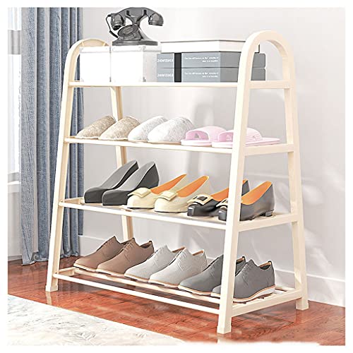 DZBOCM Schuhregal Schuhablage 4 Tier-Schuhständer for den Eingang Hochleistungs-Edelstahl-Schuh-Organizer freistehendes Schuhregal for den Schrank Flur Eingangsflur Color White