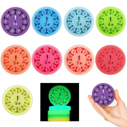 Lucktao 9 Stück Mathe Fidget Spinner Leuchtend Zahlen Fidget Spinner Spielzeug Montessori Number Fidget Spinner für Kinder Math Finger Spinner Sensorisches Spielzeug Addition und Subtraktion