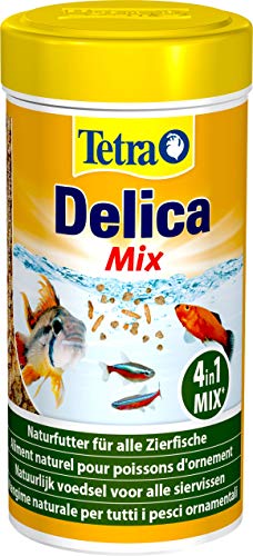Tetra Delica Mix Naturfutter - Mischung mit 4 verschiedenen Futtertiere WasserflÃ¶he Artemia Krill Gammarus natÃ¼rliche Snacks fÃ¼r Zierfische 250 ml Dose