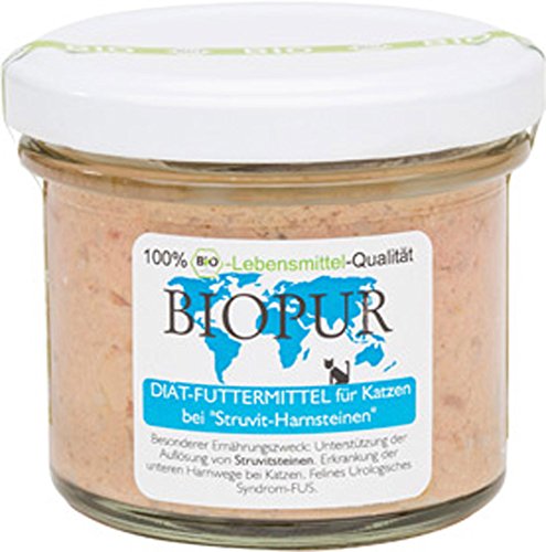 BIOPUR 12er-Set Bio Katzendiätfutter Struvit-Harnsteinen im Glas 100g