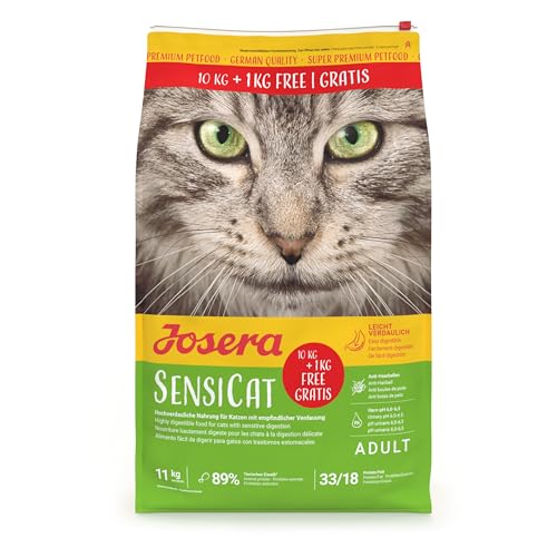 JOSERA SensiCat 1 x 10 1kg Adult Premium Trockenfutter für ausgewachsene empfindliche Katzen Geflügel Reis extra verträgliche Rezeptur weizenfrei Katzenfutter 1er Pack