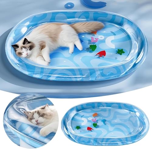 Wassermatte Sensorische Wassermatte Für Hunde Im Sommer Interaktives Katzenspielzeug Wasserspielmatte Zur Abkühlung Schwimmendem Design 61 78CM