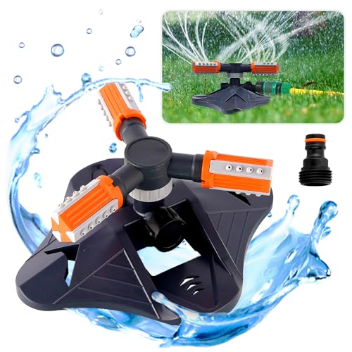  Grad Rotierende Gartensprenger Rasensprenger Sprenger Gartensprenger 3 Arme Gardenaässerungssystem Regner für Pflanzen Blumen Gemüse