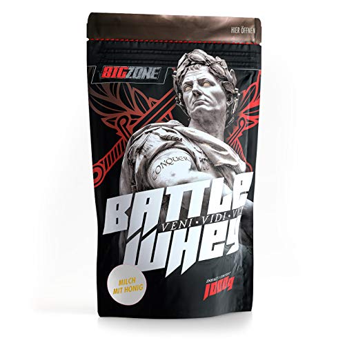 Big Zone BATTLE WHEY Whey Protein Concentrate Eiweiss Lecker QualitÃ¤t Made in Germany 1000g 1KG Pulver Honig mit Milch