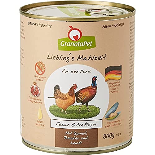 GranataPet Liebling s Mahlzeit Fasan Geflügel Nassfutter Hunde Hundefutter ohne Getreide ohne Zuckerzusätze Alleinfuttermittel 6x 800 g