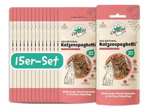 Carnello Katzenspaghetti Katzen Leckerlies Sticks Snacks Kaustangen Gesundheitsprodukte für Katzen 15 x 30g