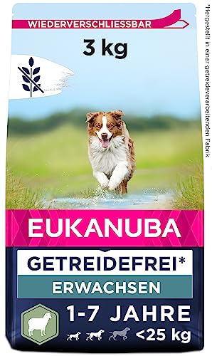 Eukanuba Hundefutter getreidefrei mit Lamm für kleine und mittelgroße Rassen - Trockenfutter für ausgewachsene Hunde 3 kg