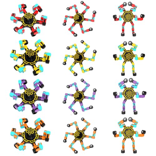 Fidget Spinner RoadLoo 12 Pcs Roboter Fidget Spinner Leuchtendes DIY Verformbare Fingerspitze Gyro Spinning Schreibtisch Spielzeug für Kinder Erwachsene Geburtstag Geschenk Klassenzimmer Preise 12