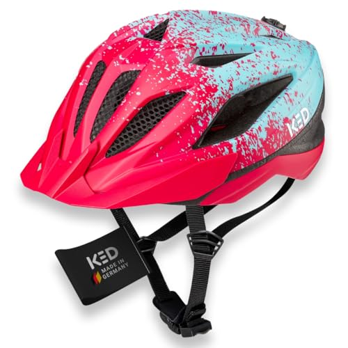 Street Jr Pro Kinder- und Jugend-Fahrradhelm mit LED Rücklicht 300g Made in Germany Maxshell-Technologie K-FIT Anpassung Pink Iceblue matt 53-58 M