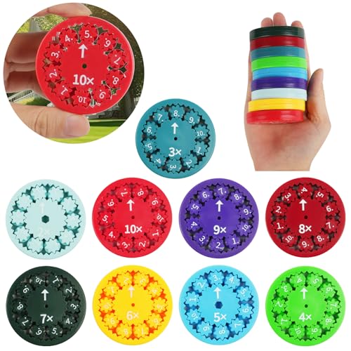 AUAUY 9 Stück Mathe Spinners Math Facts Sensorisches Lindert Zappel Lernspiel Multiplikations und Divisions Mathe Lernspiele Zappelspielzeug