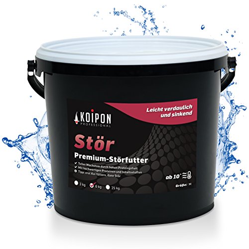 KOIPON Premium Störfutter 6 kg sinkend Teichfutter 6mm Pellets für Stör im Gartenteich Ideal für gemeinsame Haltung mit Koi