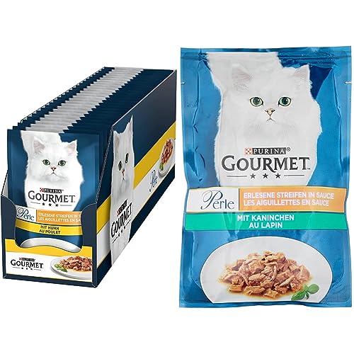 PURINA Gourmet Perle Erlesene Streifen Katzenfutter nass mit Huhn 26er Pack 26 x 85g PURINA Gourmet Perle Erlesene Streifen Katzenfutter nass mit Kaninchen 26er Pack 26 x 85g