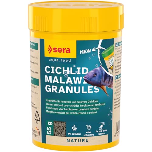 sera Granules 100 ml 55g pflanzenreiches Hauptfutter für  Aufwuchsfresser langsam sinkend mit Spinat für Verdauung natürliche Farben Cichlidenfutter