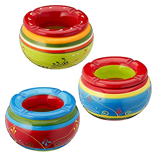 Sturmaschenbecher Provence 3er Set 13 5cm Keramik bunt Aufsatz abnehmbar Windaschenbecher 3 x Sturmaschenbecher Provence 13 5cm