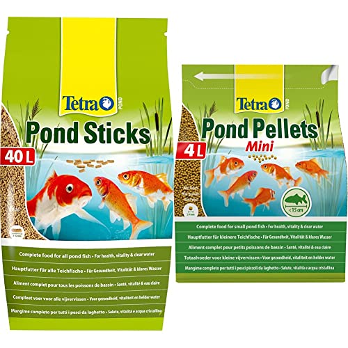 Tetra Pond Sticks - Fischfutter für Teichfische für gesunde Fische und klares Wasser im Gartenteich 40 L Beutel Pond Pellets Mini Hauptfutter für kleine Teichfische 4 L Beutel