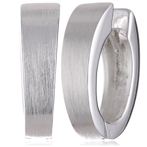 Cassini Ovale Creolen Matt aus 925 Sterling Silber elegante Klappkreolen Breite Silberohrringe Damenohrringe 3CSY