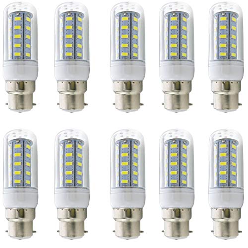 Aoxdi 10 Stück LED Lampe mit B22d Sockel 6W Kaltweiß 36 SMD 5730 B22d LED Mais Leuchtmittel B22d Bajonett Glühbirne AC220-240V