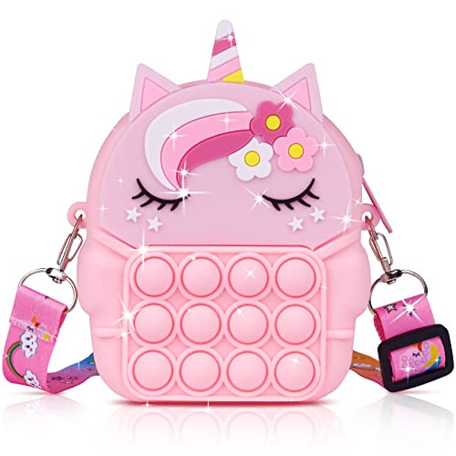 Ainiv Pop Push It Tasche Handtasche Pop Tasche 2 in 1 Fidget Toys Taschen Umhängetasche mit Längenverstellbarem Tragegurt Einhorn Fidget Anti Stress Spielzeug Schultertasche für Kinder Rosa Ainiv Pop Push It Tasche Handtasche Pop Tasche 2 in 1 Fidget Toys Taschen Umhängetasche mit Längenverstellbarem Tragegurt Einhorn Fidget Anti Stress Spielzeug Schultertasche für Kinder Rosa