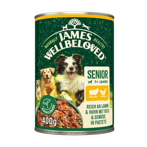 JAMES WELLBELOVED 6 x 400g Hund Senior Dose Nassfutter ohne Getreide Lamm Huhn in Pastete