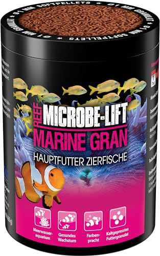 MICROBE-LIFT Marine Gran - 1000 ml - Hochwertiges Soft Granulat Fischfutter fördert Farbenpracht und Wachstum von Meerwasser-Fischen kaltgepresst.