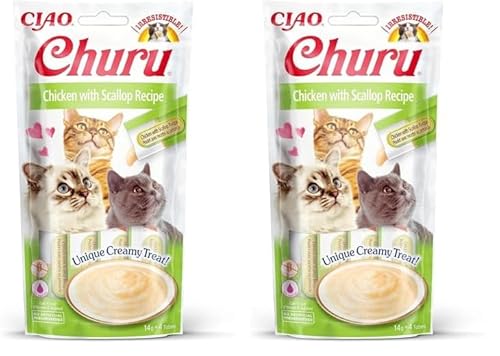 INABA Churu Puree Katzenleckerlis Creamy Snacks Hochwertige Proteine Packung mit 2