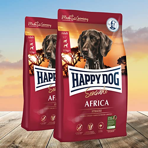 Happy Dog Supreme Sensible Africa Strauß 2 x 12 5 kg - Hunde Trockenfutter getreidefrei - Ideale Premium-Vollnahrung für Hunde mit Allergien und Futtermittelunverträglichkeiten