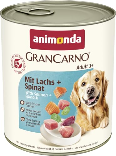  Lachs Spinat 6x 800g getreidefreies Hundenassfutter ohne Zucker für ausgewachsene frischen fleischigen Zutaten
