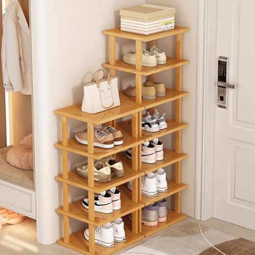 GXLBDK Platzsparendes Schuhregal Mit Abnehmbarer Holz-Schuhturm Für Eingang Schmales Schuhregal Flur Und Schmalen Raum Vertikale Eck-Ausführung 9.8 9.4 28.7in
