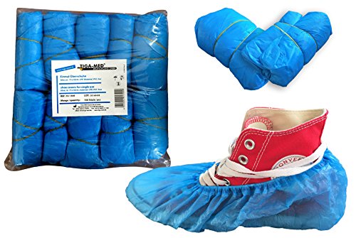 Tiga-Med Ãœberschuhe PE Einmal Standard 200 StÃ¼ck 2x100 ca. 2 8 gr Original QualitÃ¤t OP SchuhÃ¼berzieher blau SchuhÃ¼berzug