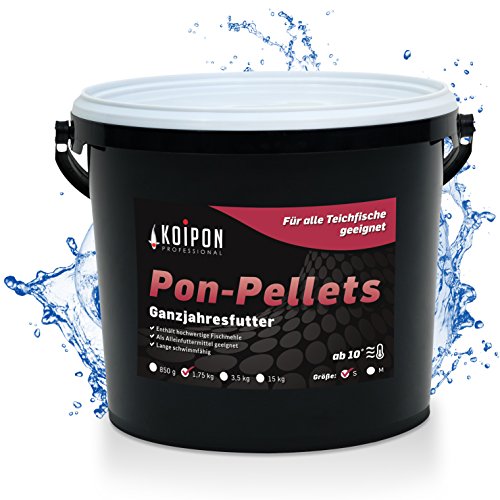 KOIPON Pon-Pellets 3mm 1 75 kg Fischfutter für Teichfische Ganzjahresfutter schwimmend Teichfutter als Koifutter und Goldfischfutter geeignet