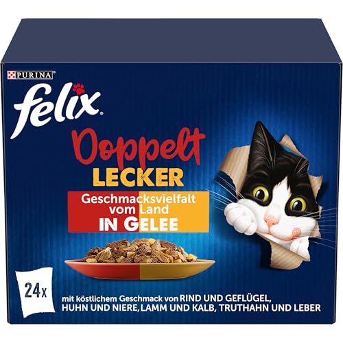 Felix So gut wie es aussieht Doppelt Lecker Katzenfutter nass in Gelee Sorten Mix 4er Pack 4x 24 85g