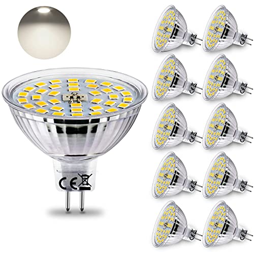 HiBay LED Lampe GU5 3 Leuchtmittel 4W MR16 LED Strahler 400 LM ersetzt 35W Neutralweiß 4000K Spot 12V AC DC Nicht Dimmbar 10er Set