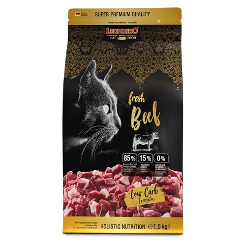 LEONARDO Fresh Beef Poultry 1 5kg Katzenfutter Trockenfutter mit 85% Frischfleisch für Alleinfuttermittel für ausgewachsene Aller Rassen ab 1 Jahr