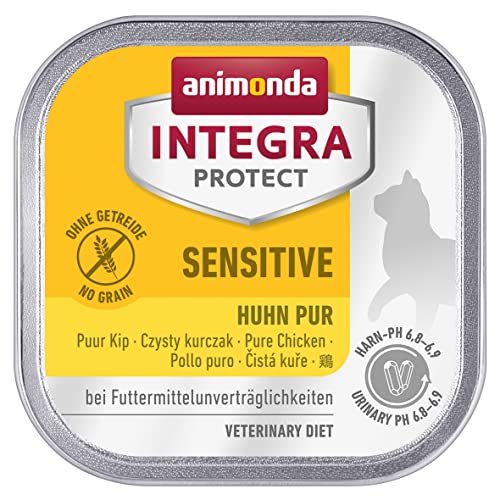 animonda Integra Protect Katze Sensitive Diät Katzenfutter Nassfutter bei Futtermittelallergie Huhn Pur 16 x 100 g