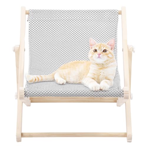 RIYES Katzen-HÃ¤ngematten-Bett Holz-Schaukelstuhl quadratisch Haustier-HÃ¤ngematten-Bett atmungsaktiv und ganzes Waschen freistehendes Katzenschlafbett hÃ¶lzerner Katzenstuhl gemÃ¼tlicher