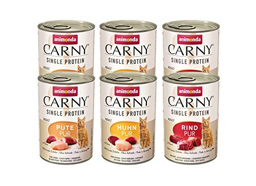 Carny Single Protein Mix Pur 6x 400g nur einer Proteinquelle von animonda für ausgewachsene