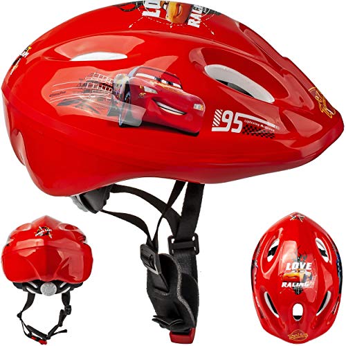 alles-meine.de GmbH Kinderhelm Fahrradhelm - Cars - Auto - Lightning McQueen - Gr. 52-56 - Circa 3 bis 15 Jahre - Größen verstellbar mitwachsend - TÜV geprüft - Helm - für ..