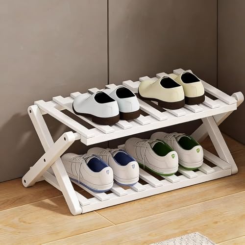 Onxyrbyte Vertikales Schuhregal Kleines Zusammenklappbares Schuhregal Aus Holz Vertikaler Schuhhalter Aus Bambus Robust Und VerschleißFest FüR Korridore Schlafzimmer Wohnzimmer Ecke