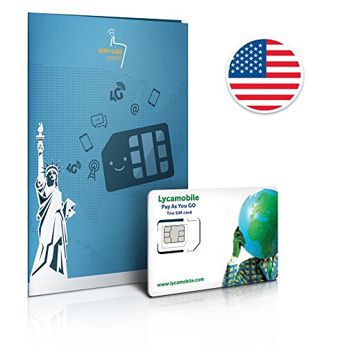 Lyca t-mobile Reise Sim Karte Prepaid 4GB Highspeed für die USA inkl. kostenloser Telefonie nach Deutschland
