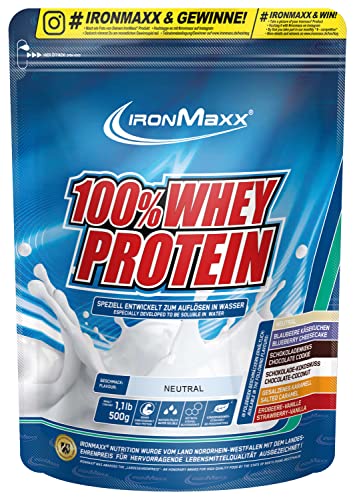 IronMaxx 100% Whey Protein Pulver - Neutral 500g Beutel zuckerreduziertes wasserlÃ¶sliches EiweiÃŸpulver aus Molkenprotein viele verschiedene Geschmacksrichtungen