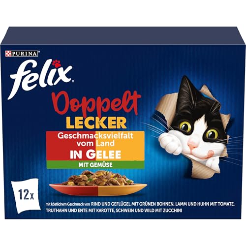 FELIX So gut wie es aussieht Doppelt Lecker Katzenfutter nass in Gelee Sorten-Mix 6er Pack 6 x 12 Beutel 85g