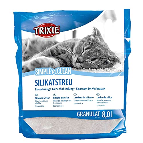 TRIXIE Simple n Clean Granulat Silikatstreu 8 l für Katzentoiletten - geruchsneutralisierendes Katzenstreu mit Kieselgel staubarm sparsam im Verbrauch - 4020